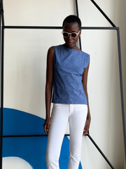 Caliban Denim Print Top