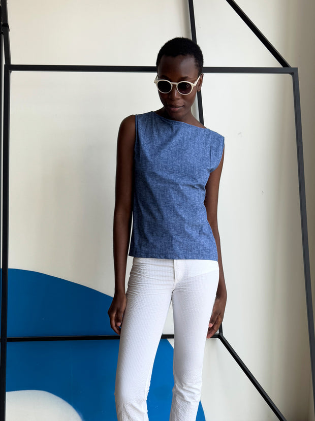 Caliban Denim Print Top