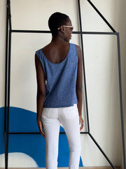 Caliban Denim Print Top