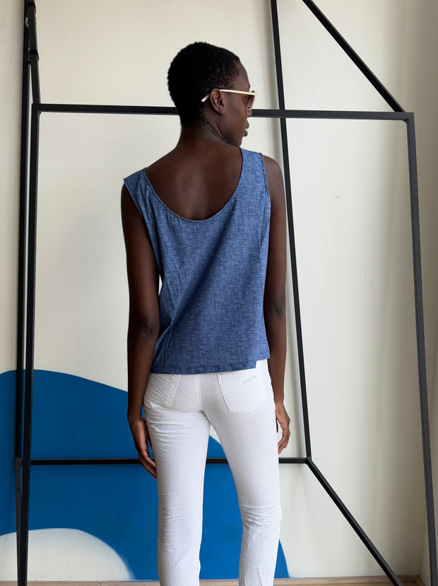 Caliban Denim Print Top