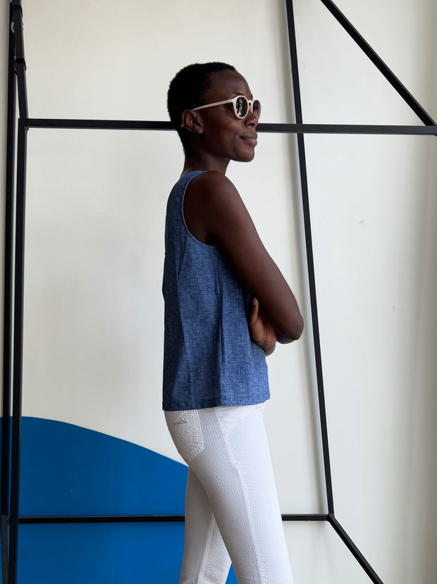 Caliban Denim Print Top