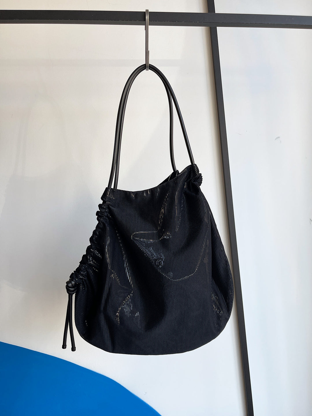 ITTI | ANNIE SMALL RICE BAG / DIPLO SKY Leather Drawstring