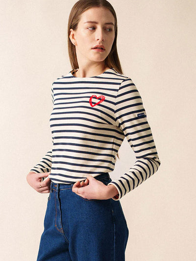 Saint James Classic Sailor Striped Shirt with Heart Detail