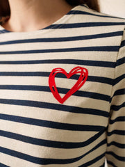 Saint James Classic Sailor Striped Shirt with Heart Detail